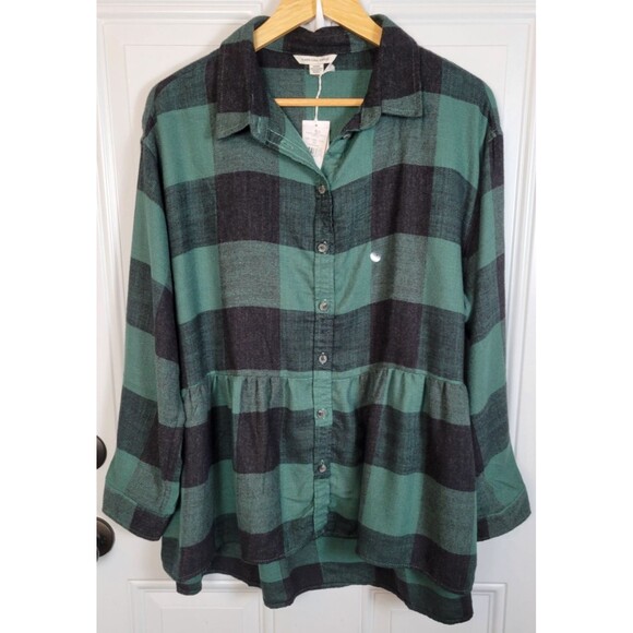 American Eagle Outfitters Tops - NWT American Eagle Womens Oversized Plaid Flannel Babydoll Top Size M